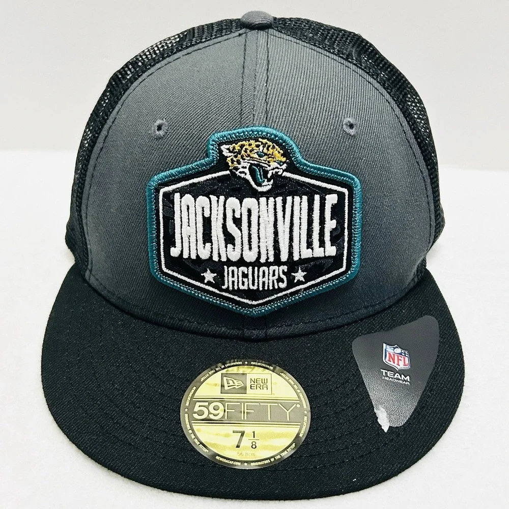New Era Jacksonville Jaguars NFL‎ Draft 59FIFTY Fitted Hat Cap 7 1/8 Black NFL